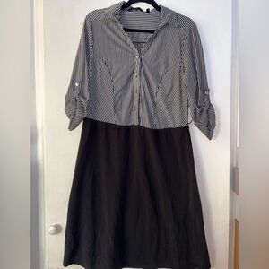 Black and White Striped Blouse Dress